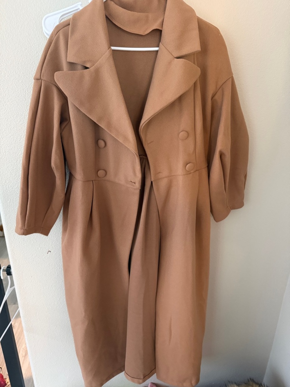 Classic Double-Breasted Long Coat in Camel